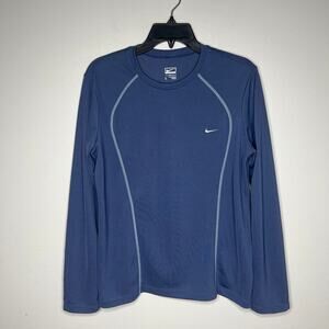 Nike Women's Performance Base Layer Long Sleeve T Shirt Size Large Blue Ski Snow